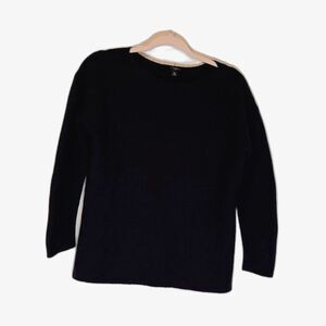 Talbots Petites Sweater M Navy Blue Lambswool Blend Preppy Normcore Casual